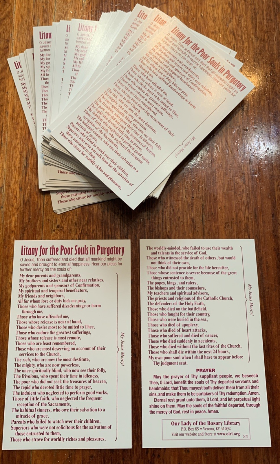 Lot of 100 Traditional Catholic Prayer Card - Litany Poor Souls In Purgatory Lot of 100 Traditional Catholic Prayer Card - Litany Poor Souls In Purgatory