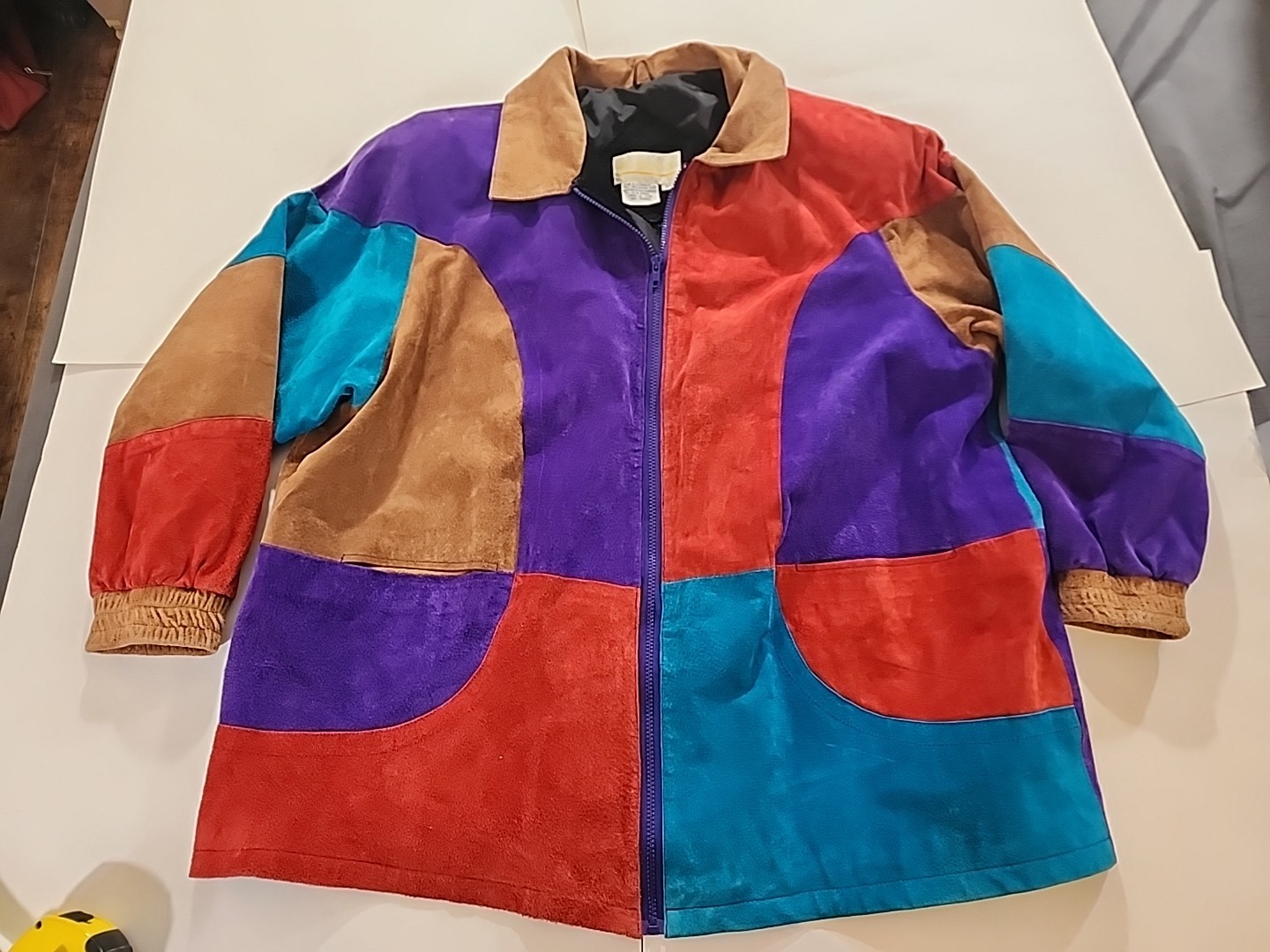 Vtg Roaman\'s COLOR BLOCK SUEDE JACKET COAT Size B4 (2XL)