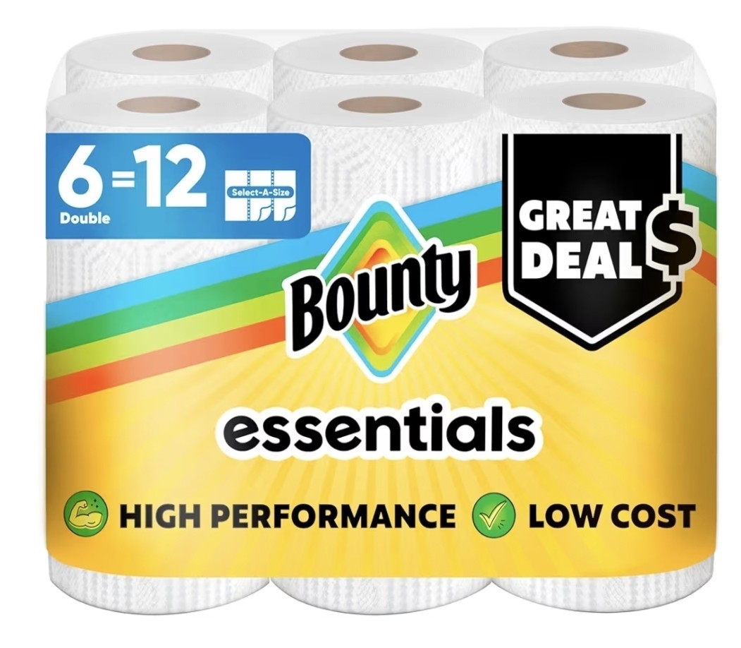 Bounty Essentials Select-A-Size Paper Towels 6 Rolls 2-Ply White