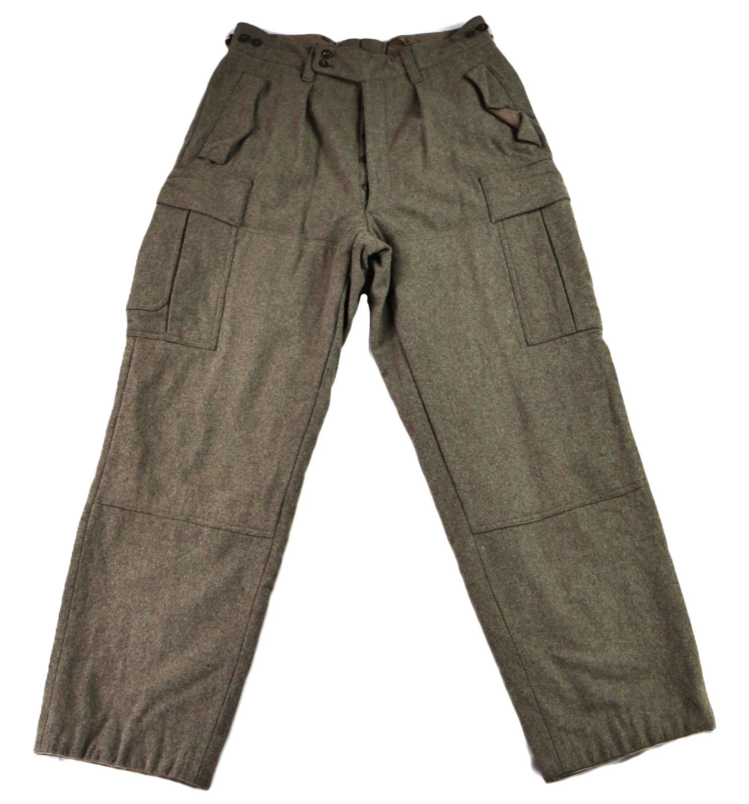 Vintage 60s US Men’s 32 x 32 Green German Double Knee Wool Military Cargo Pants