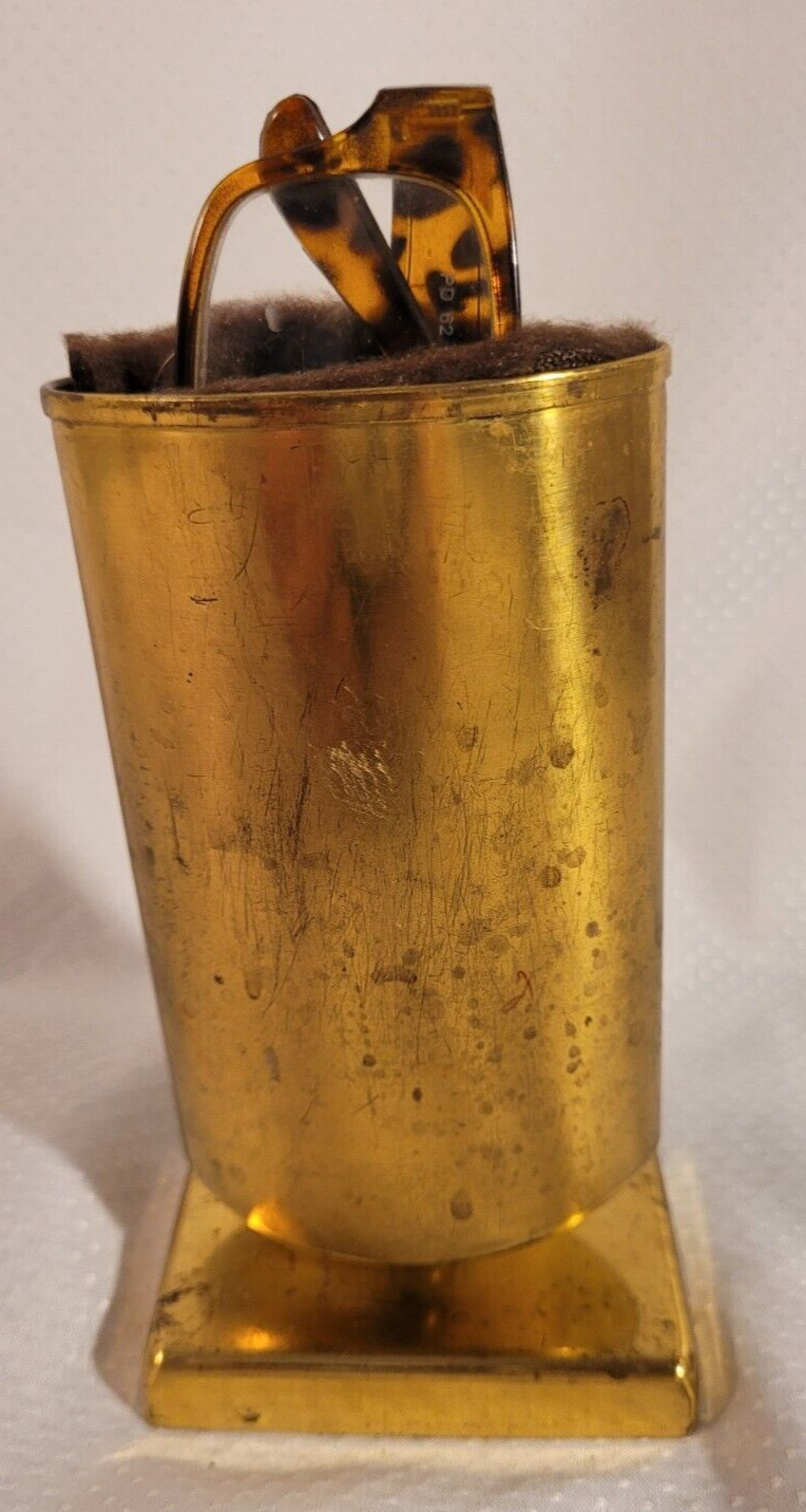 Vintage Heavy Brass Footed Desktop Organizer Glasses Holder Mid Century Desk Vintage Heavy Brass Footed Desktop Organizer Glasses Holder Mid Century Desk