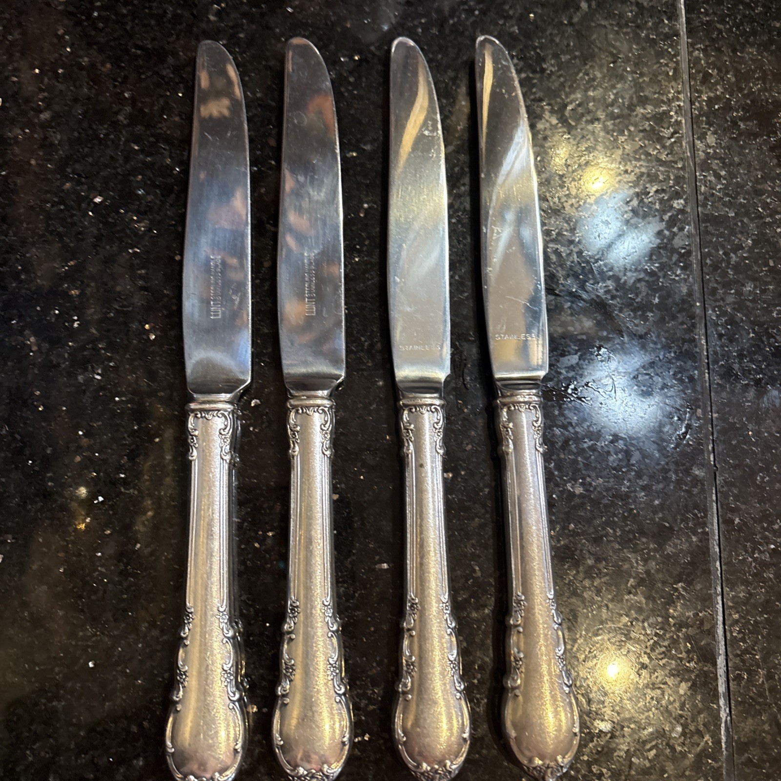 4 Piece Lunt Modern Provencial Sterling Silver Hollow Handle French Knife Set 4