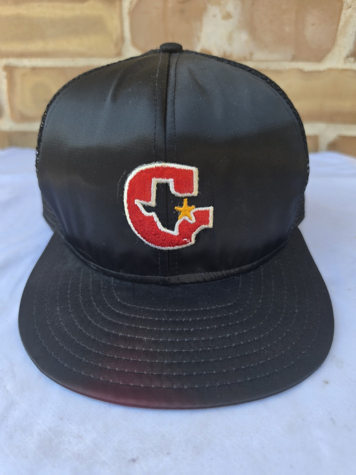 Vintage 80s Houston Gamblers USFL AJD Supersatin Trucker Hat Snapback USA