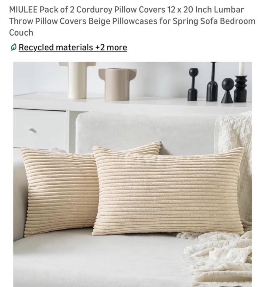 Cream Decorative Lumbar Throw Pillow Covers 12x20 Inch 2 Packs Home Decor New