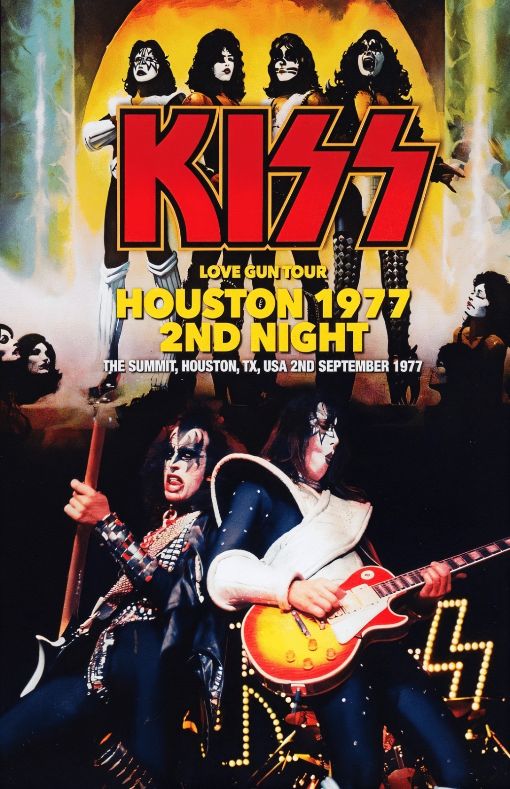 Kiss 11x17 Love Gun Tour Poster Ace & Gene 1977 Houston Tour Flier Kiss 11x17 Love Gun Tour Poster Ace & Gene 1977 Houston Tour Flier