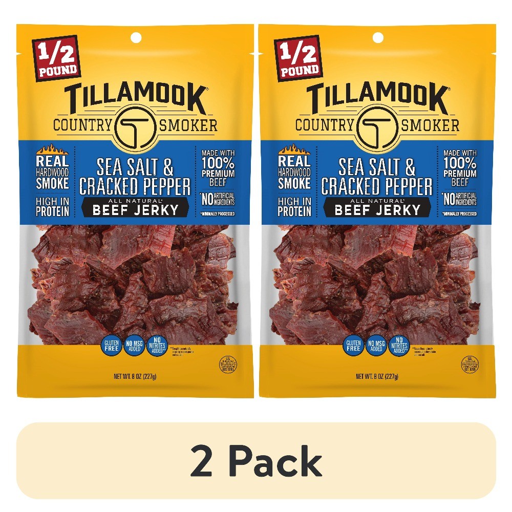 (2 pack) Tillamook Country Smoker, Sea Salt & Pepper Beef Jerky, 8 oz Bag (2 pack) Tillamook Country Smoker, Sea Salt & Pepper Beef Jerky, 8 oz Bag