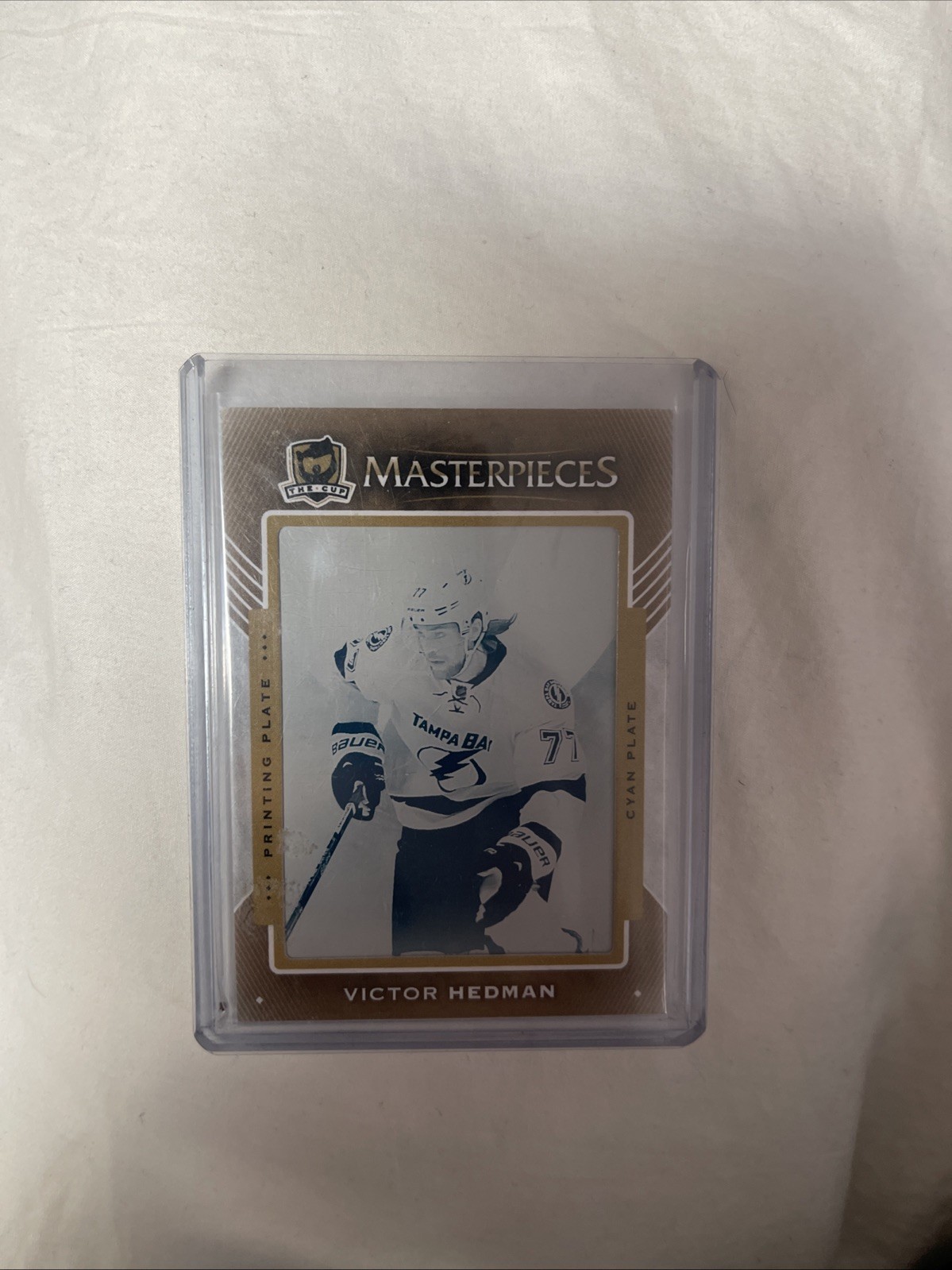 2015-16 Upper Deck The Cup Victor Hedman Printing Plate 1/1 Cyan Plate CUP-83 2015-16 Upper Deck The Cup Victor Hedman Printing Plate 1/1 Cyan Plate CUP-83