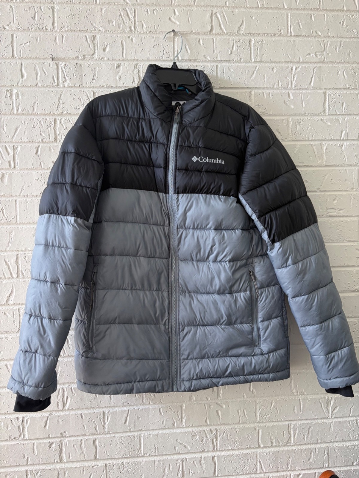 Columbia Powder Lite II Puffer Jacket Men’s M Gray Black City Grey Shark