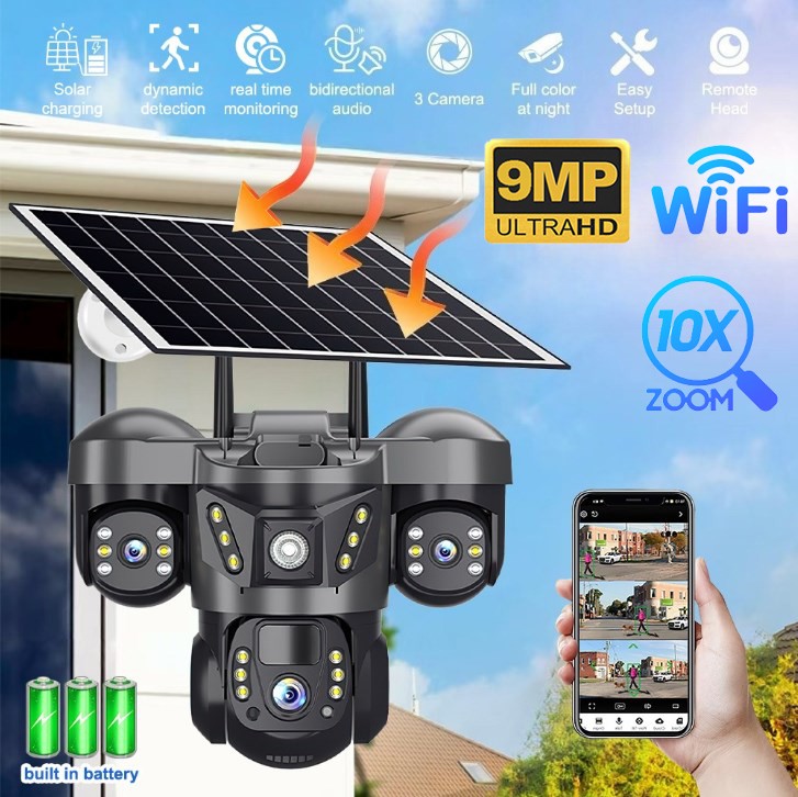 Solar Battery Powered Wireless WiFi Home Security Camera Outdoor CCTV Pan/Tilt