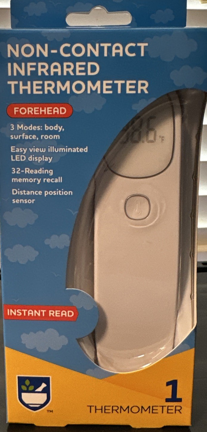 Rite Aid Non-Contact Infrared Forehead Thermometer LED Display 3 Modes Memory