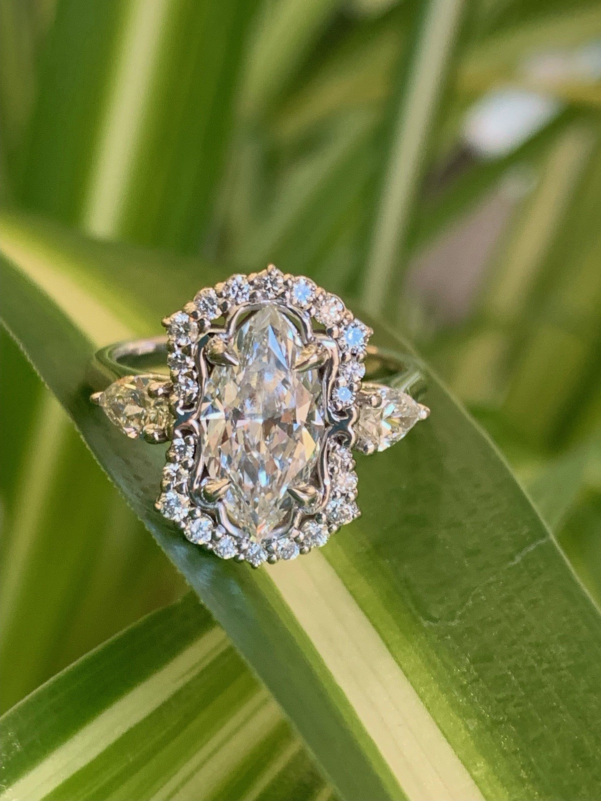 1.7 Ct Marquise Cut GIA Natural Diamond 14k White Gold Engagement Ring Size 6.5