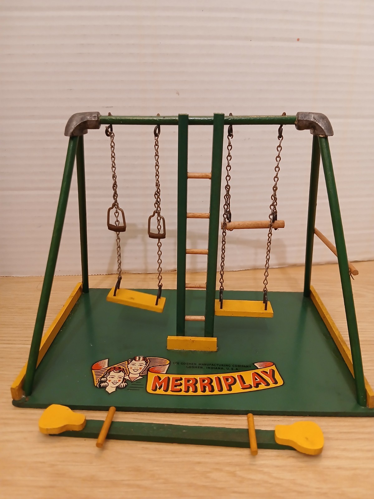 Vintage Merriplay Salesman Sample Swing Set Goshen, Indiana 