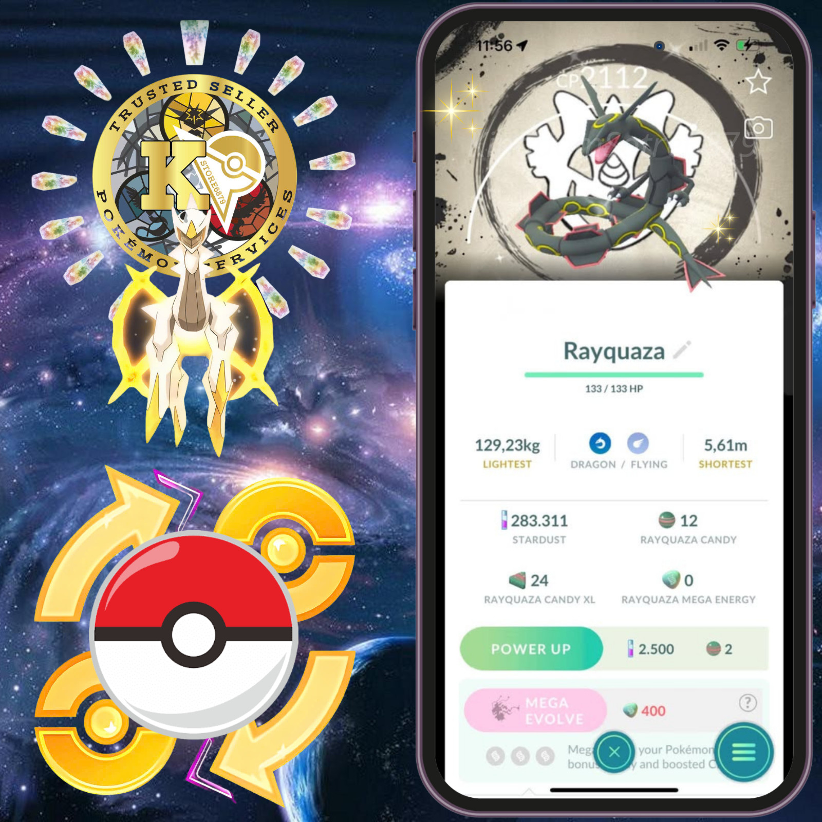 Pokémon—GO—Shiny Rayquaza—Special Background—GO Fest 2026—Dragon Ascent—Digital
