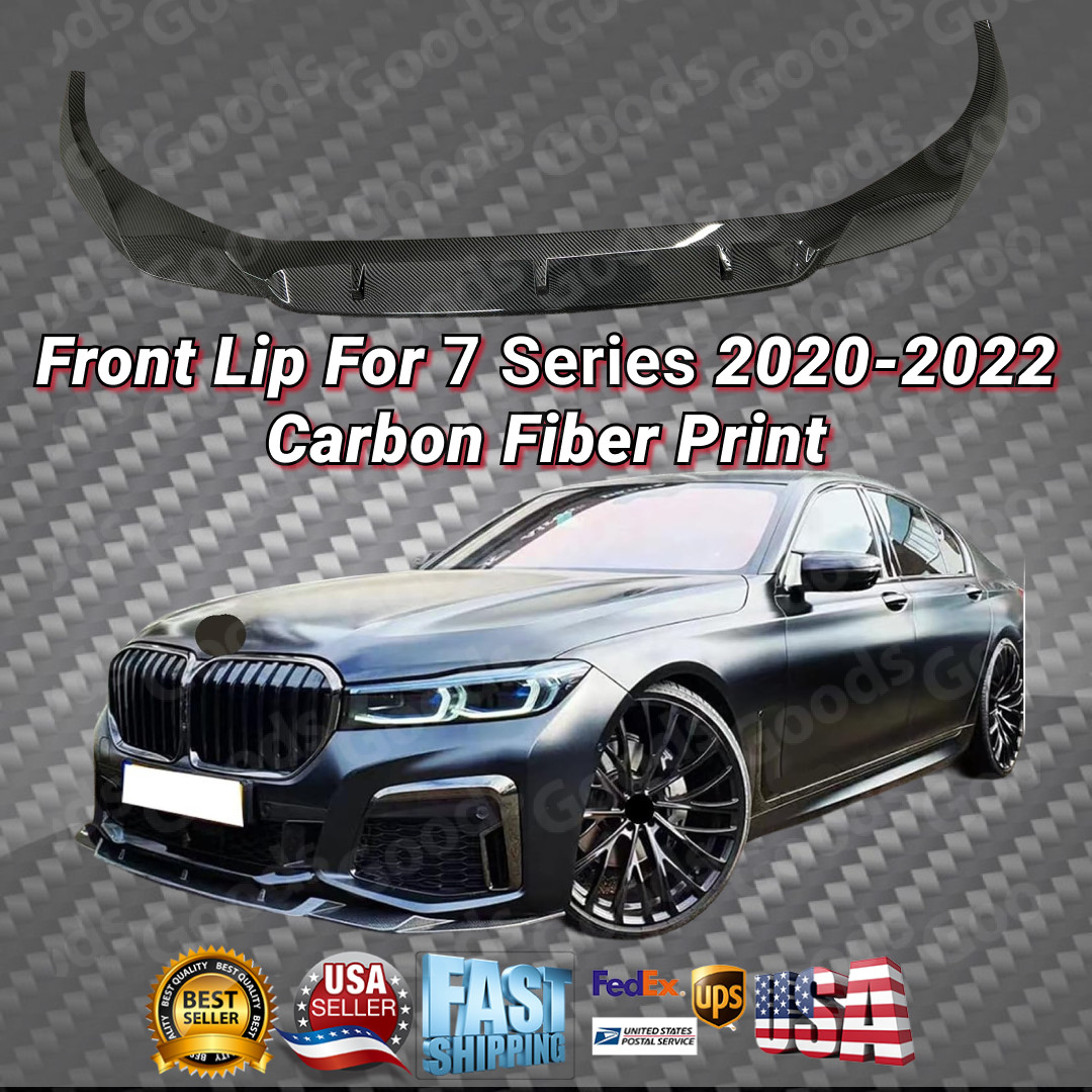For 2020-2022 BMW G12 740i 750Li Carbon Fiber Print Front Lip Lower Spoiler Kit
