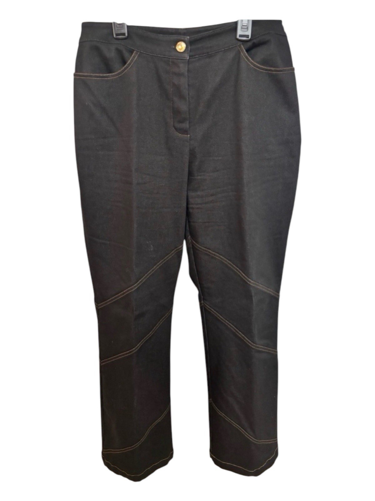 St John Collection Black Tone With Angle Stitching Detail Jeans Sz 12 NWOT