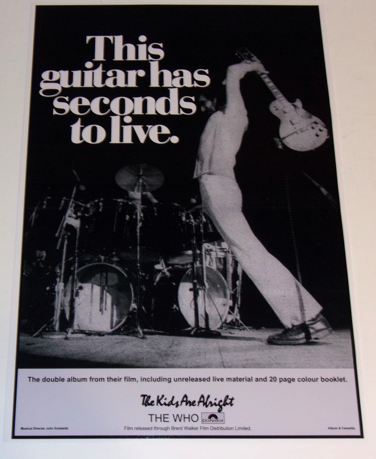 Pete Townshend The Who 1979 b/w Guitar Smashing Poster 19\