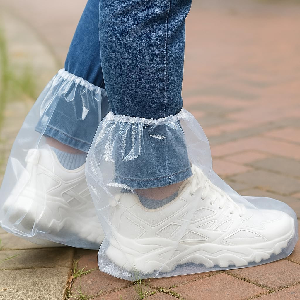 Waterproof Shoe Covers for Rain (20 Pcs) – Durable Ripstop – Disposable Plastic