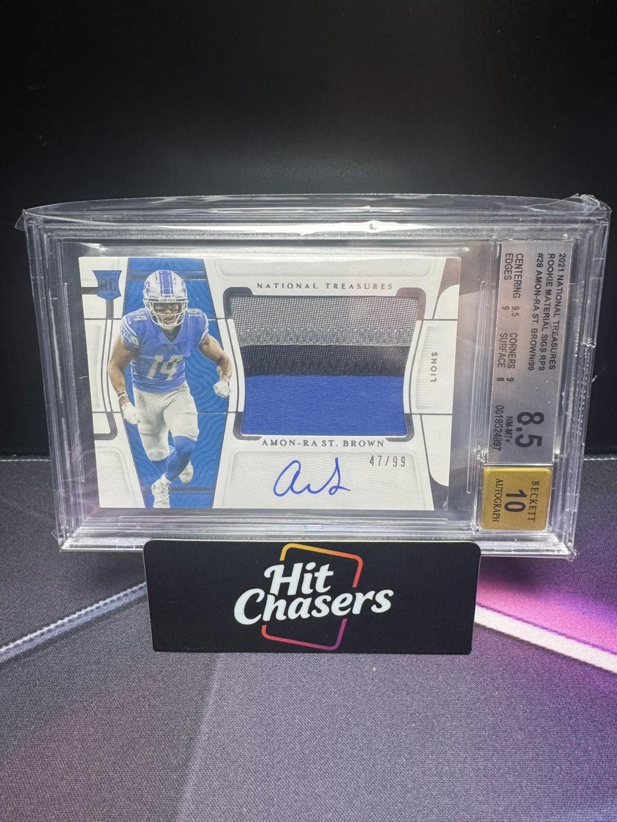 Amon-Ra St. Brown BGS 8.5 10 2021 National Treasures /99 Jumbo Patch Auto RPA RC Amon-Ra St. Brown BGS 8.5 10 2021 National Treasures /99 Jumbo Patch Auto RPA RC