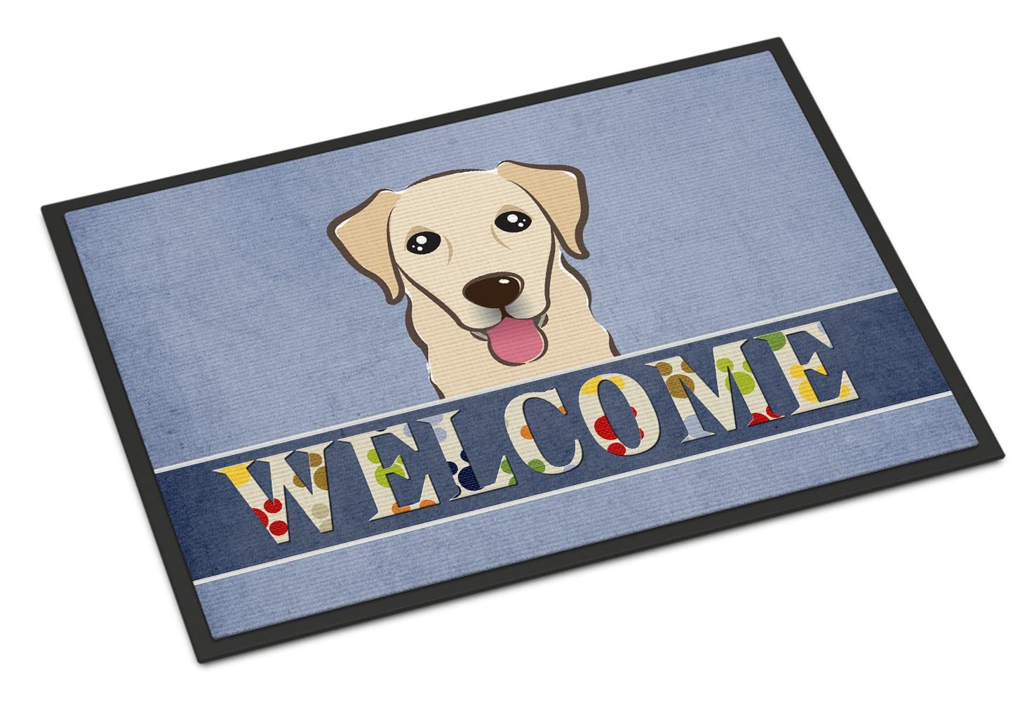 Caroline\'s Treasures BB1438JMAT Golden Retriever Welcome 24x36, Blue Front Door