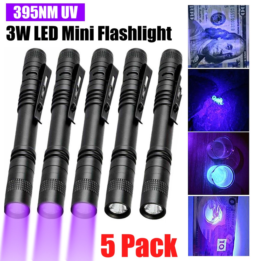 5~10x 395nm UV Light Penlight Black Light Scalable Clip Pen Light Flashlight USA