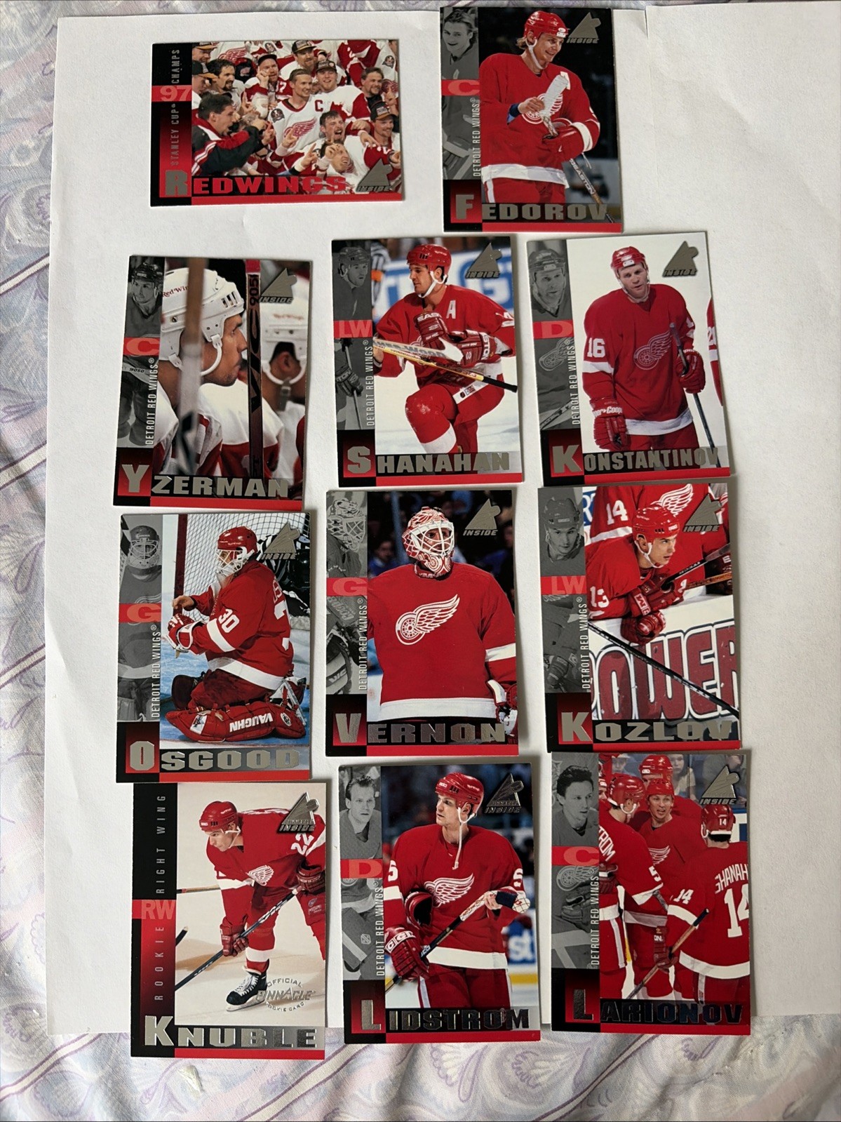 1997-98 Detroit Red Wings Stanley Cup Champs Pinnacle Inside Near Mint lot of 10