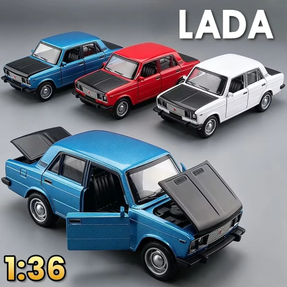 1 36 Lada Dual Light Version Retro Car Model Toy Simulated Interior Design