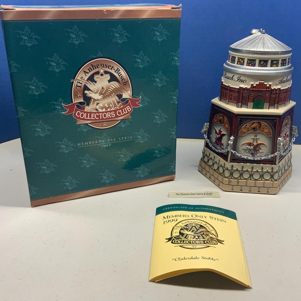 Budweiser Anheuser-Busch 1999 CLYDESDALE STABLE Stein CB11 w/Original Box & COA