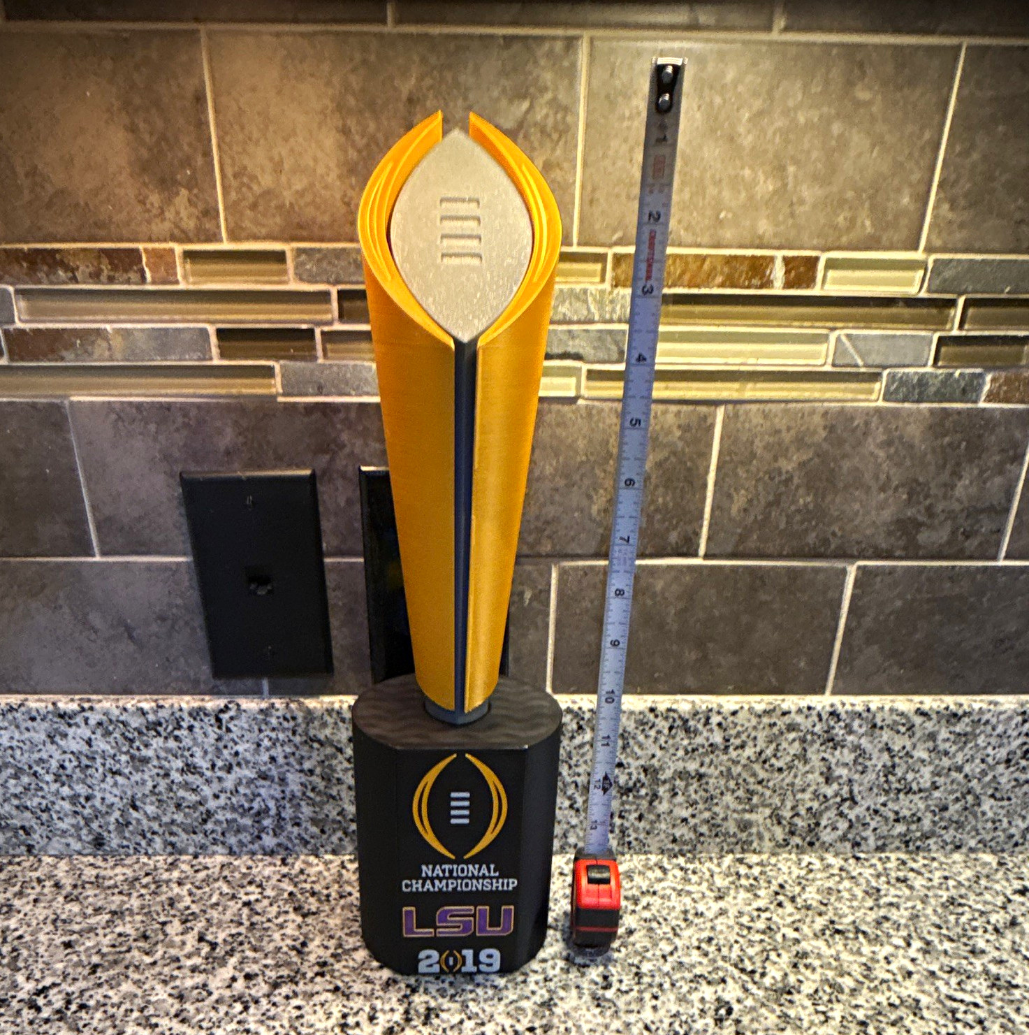 LSU Tigers 2019 National Championship Football Replica Trophy -Gold/Black