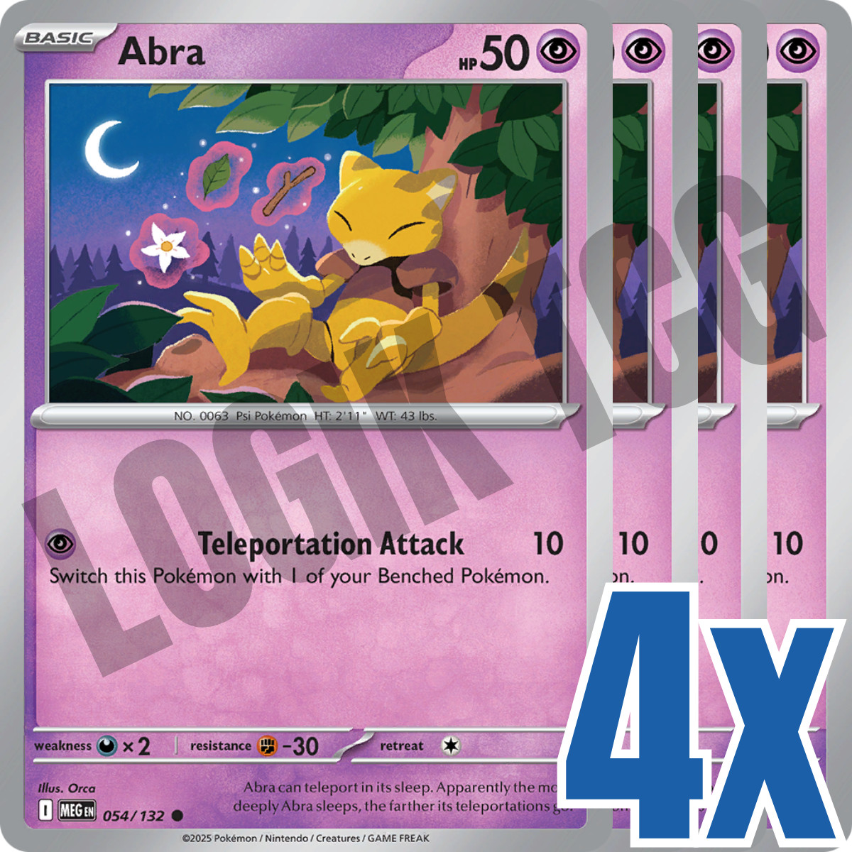 4x Abra 054/132 x4 - Mega Evolutions - Pokemon TCG - Playset