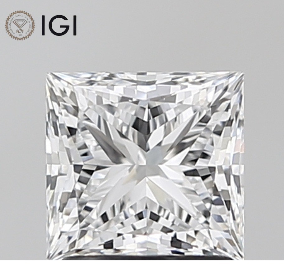 1.02 Ct Princess Cut IGI Certified Lab Grown CVD Diamond D Color VVS2 Clarity