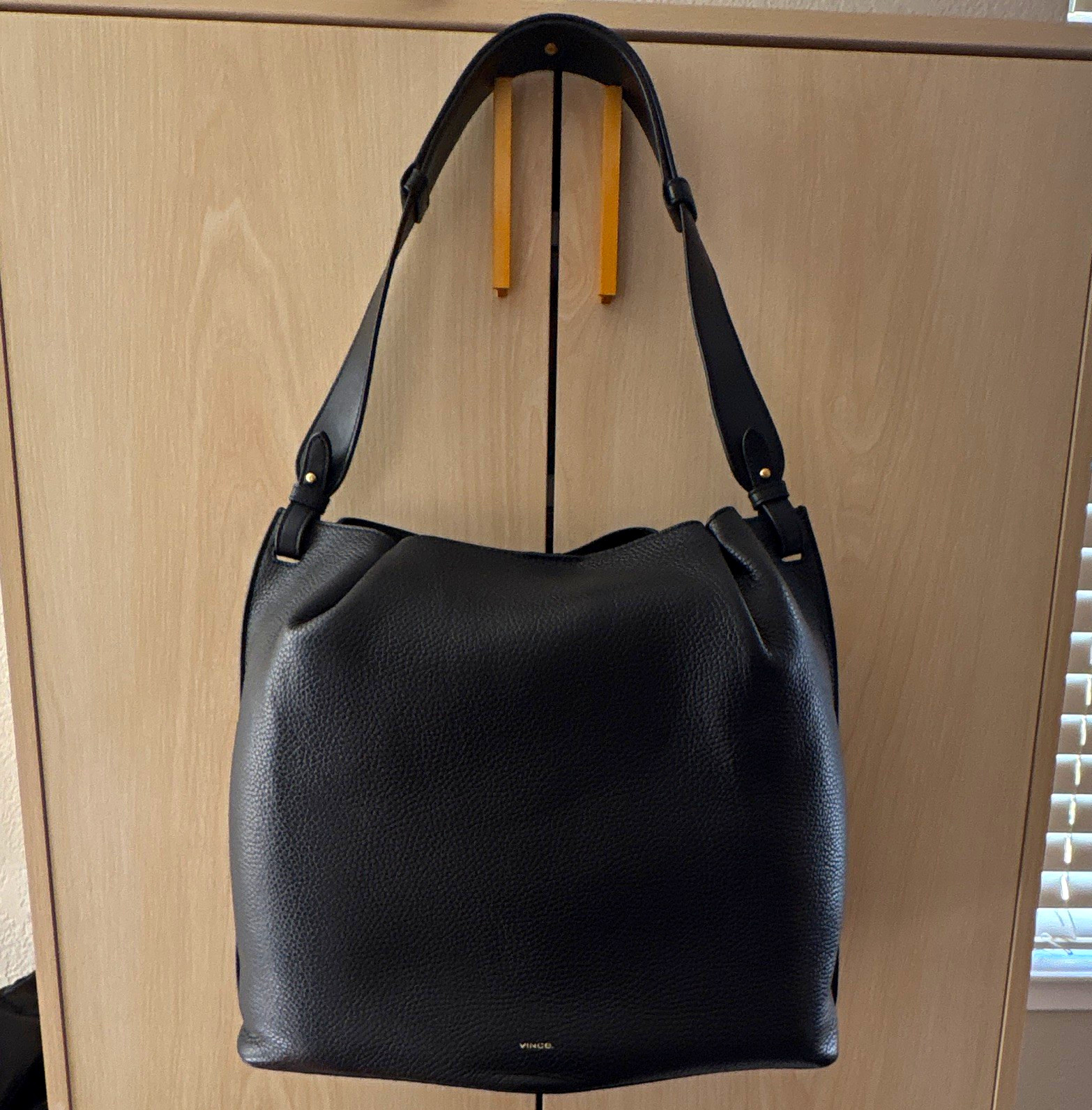 Vince Black Pebbled Leather Ava Shoulder Bag Vince Black Pebbled Leather Ava Shoulder Bag