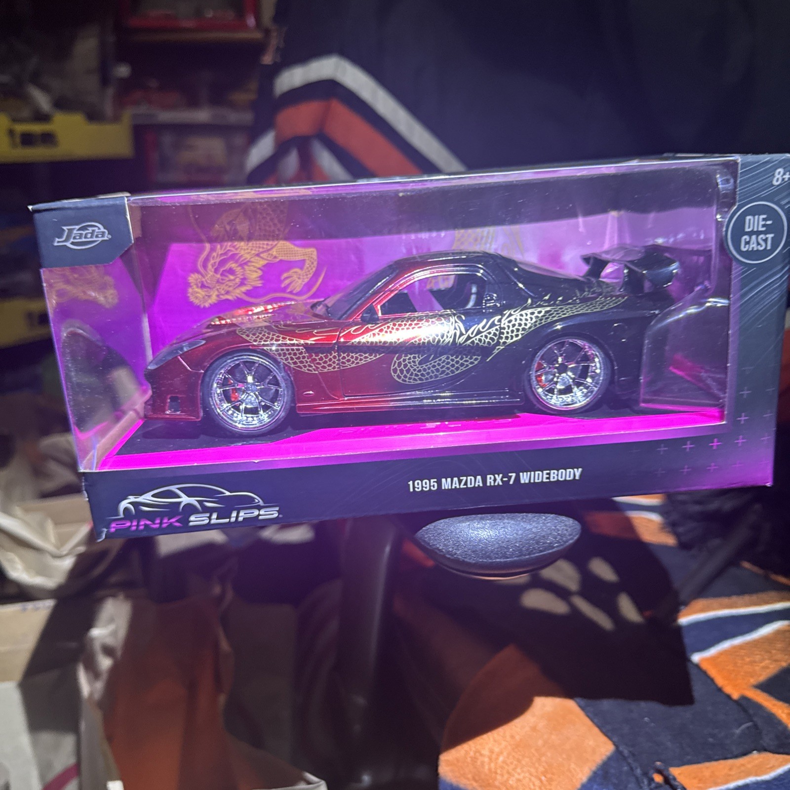 Jada 1:24 Pink Slips 1995 Mazda RX-7 Widebody Black/Red Dragon