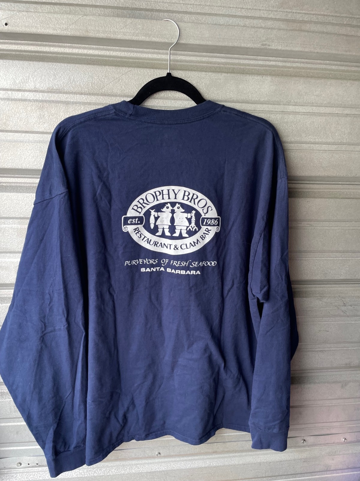 Brophy Bros Seafood Restaurant Santa Barbara CA Blue Longsleeve T-Shirt Sz XL