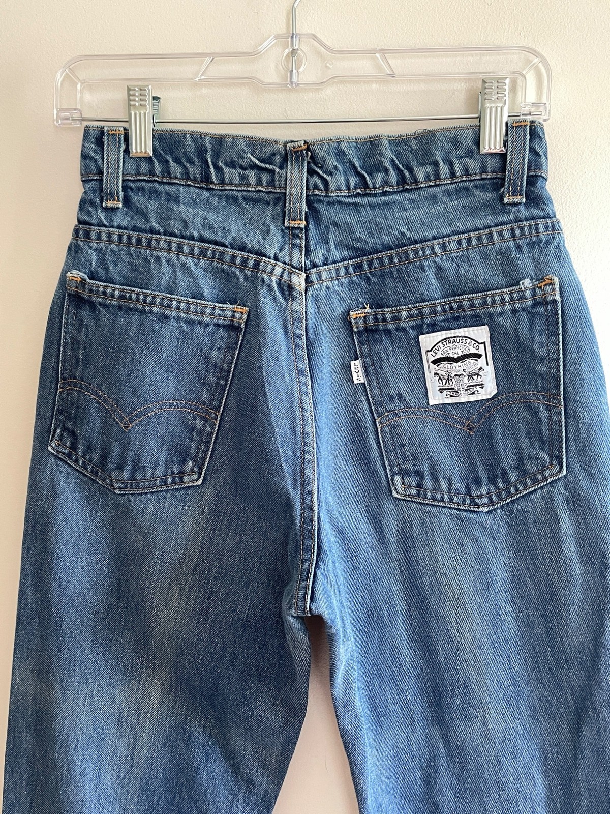  Levi\'s Vtg 70s White Tag Jeans Womens 11 Straight Medium Wash High Rise