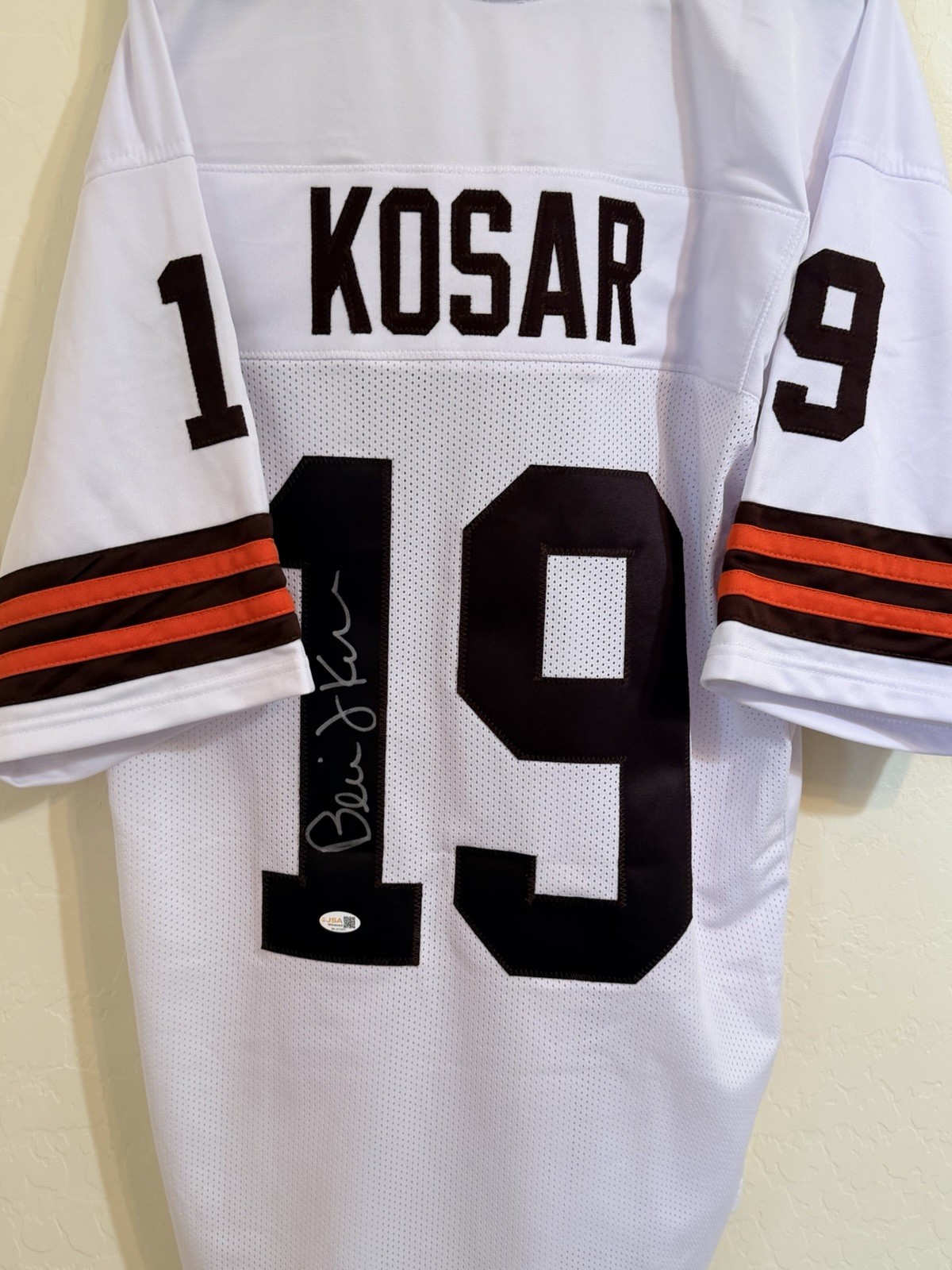 Bernie Kosar Cleveland Browns Signed XL White Jersey JSA Certified