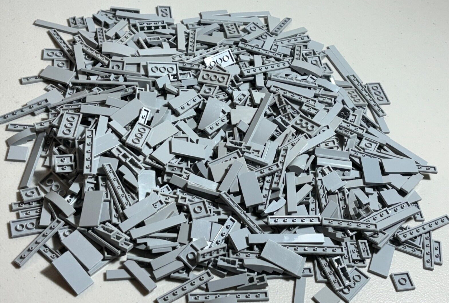 SHIPS FREE LEGO Lot 60 LIGHT BLUISH GRAY 2x4 1x4 1x6 1x8 Finishing Smooth Tile