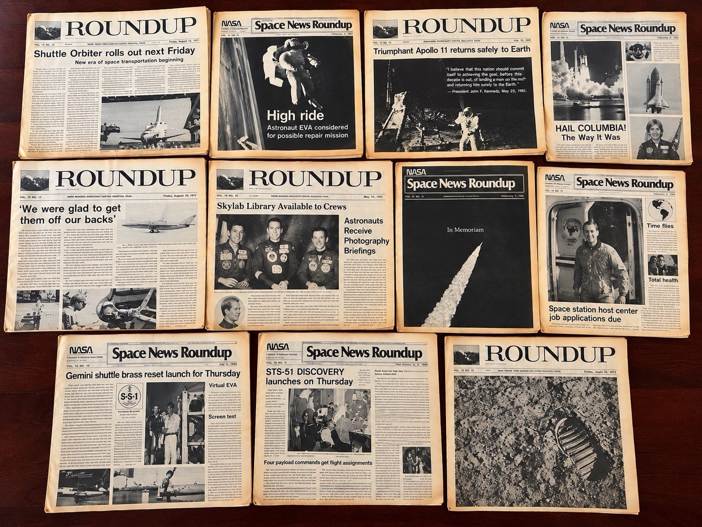 11 Vintage NASA Roundup Lot Apollo 11 Shuttle Challenger Columbia 1965-1993