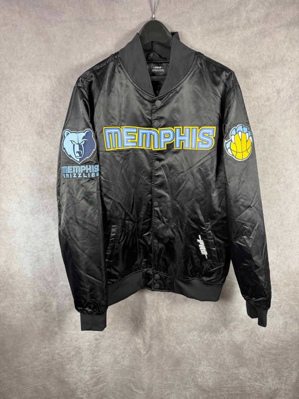 Pro Standard Memphis Grizzlies Satin Varsity Jacket XL Black