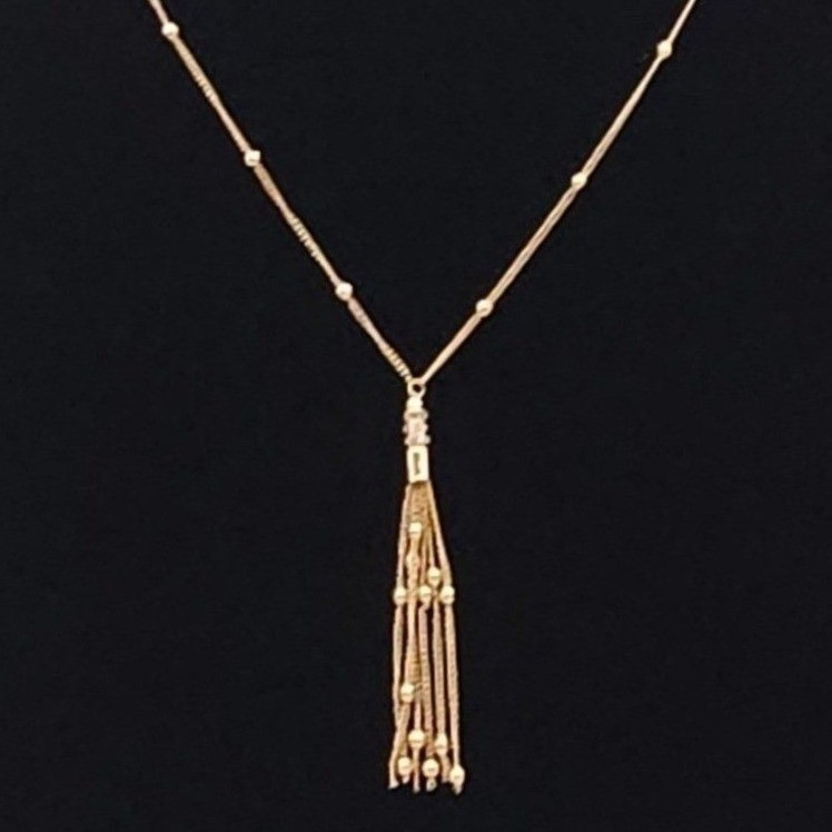 Ettika Tassel Necklace 18K GP Beaded Y-Necklace NWT Boho Dainty Layer Fringe