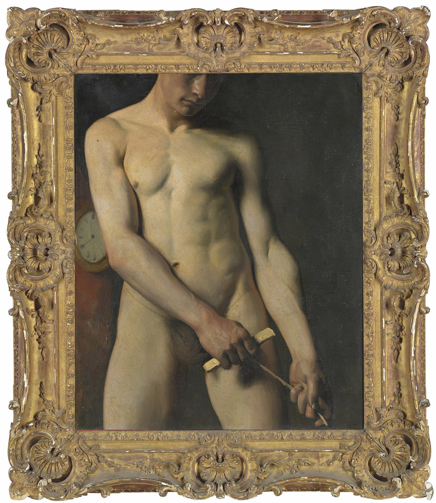 Hand painted Old Master-Art Antique Oil Painting male nude men on Canvas 24x30\
