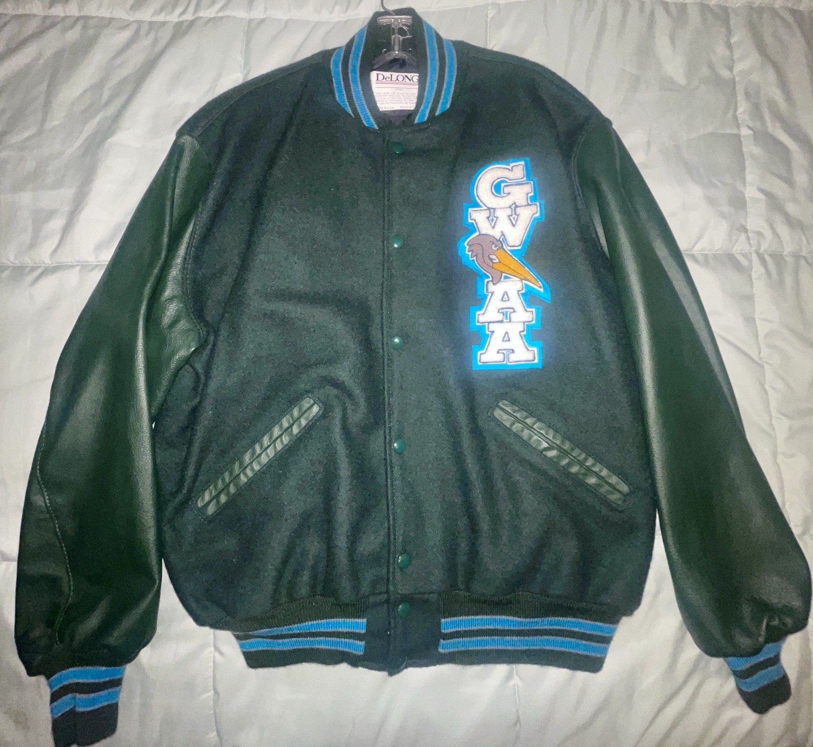 Vintage Tulane Green Wave Varsity Jacket Delong Size XL Mint Condition Look