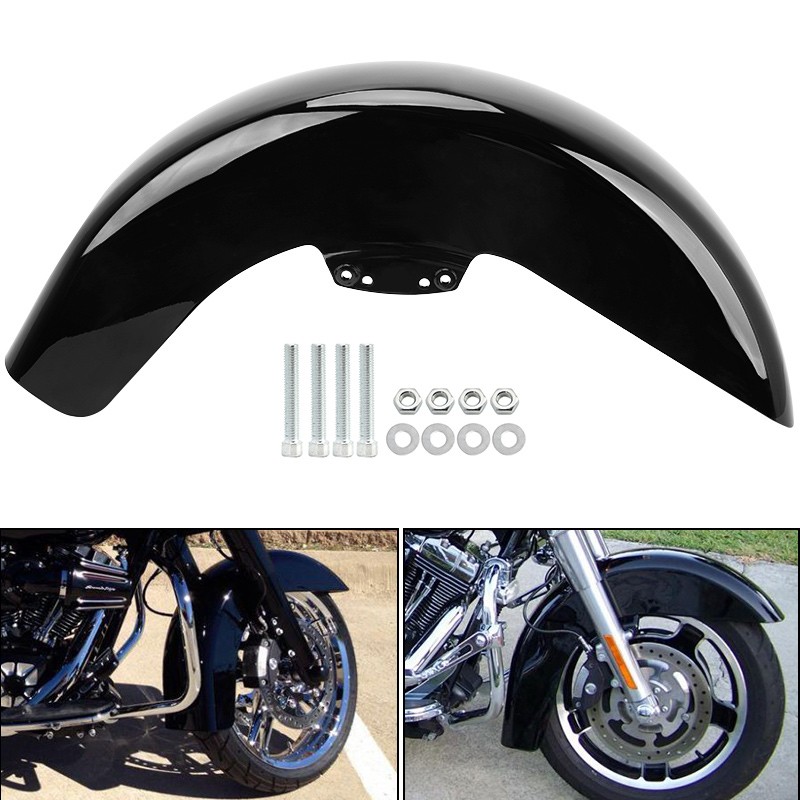 Vivid Black Front Fender Fit For Harley Electra Street Glide Road King 2014-Up