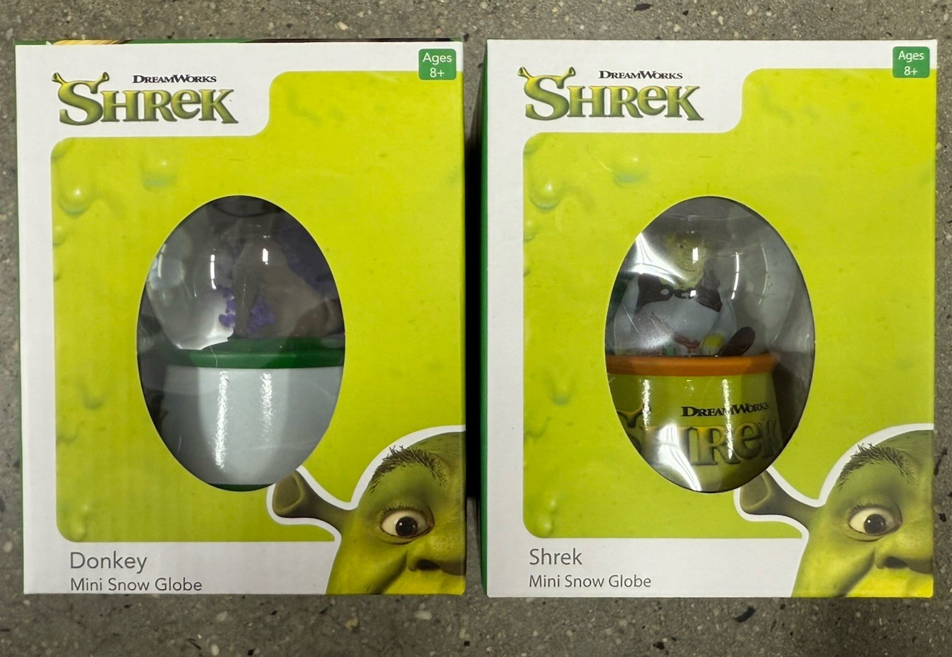 Shrek Mini Snow Globe Set – Donkey & Shrek – DreamWorks – NEW