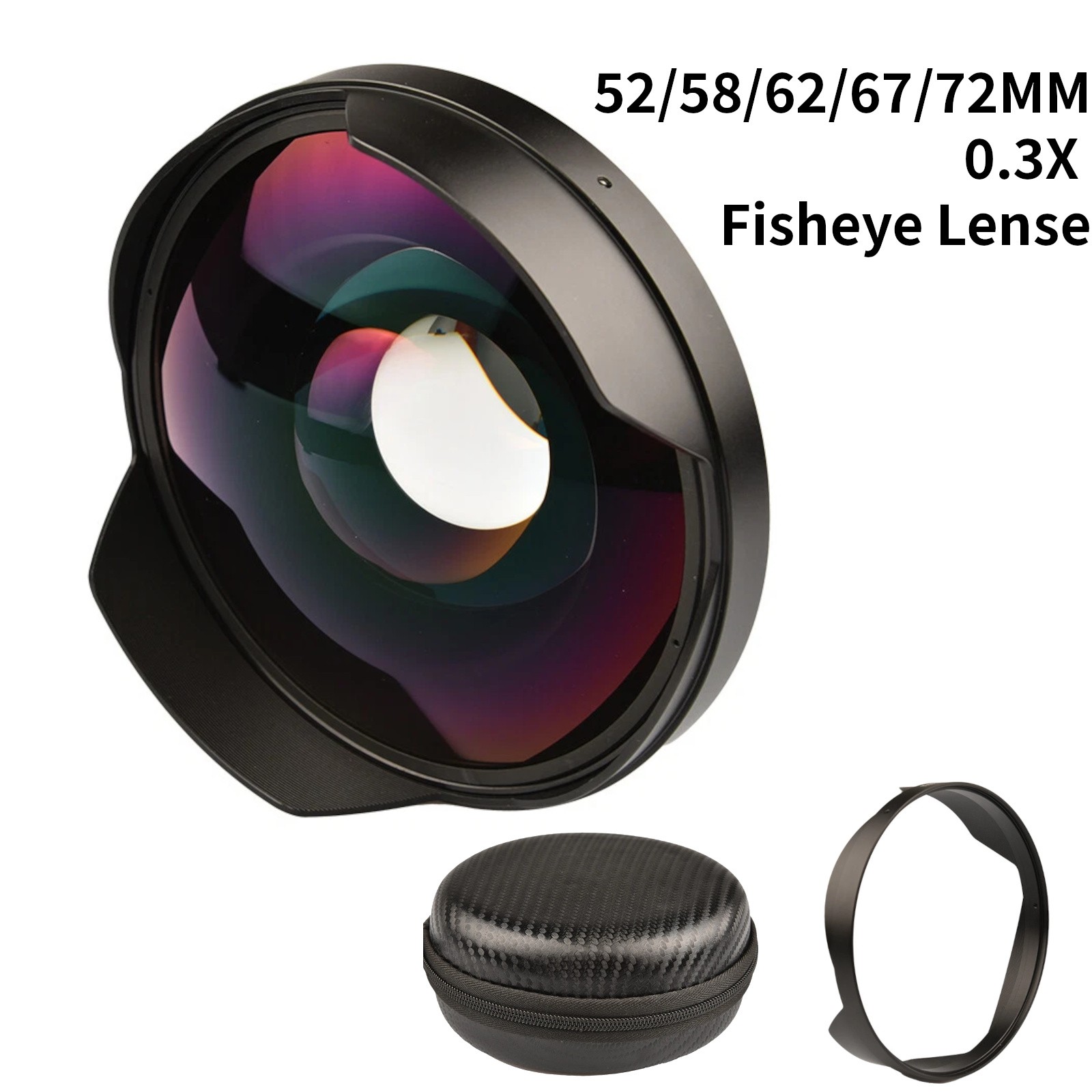 0.3X UHD Ultra Wide Angle Fisheye Lens 37/52/58/67/72MM Camcorder Recording Cam 0.3X UHD Ultra Wide Angle Fisheye Lens 37/52/58/67/72MM Camcorder Recording Cam