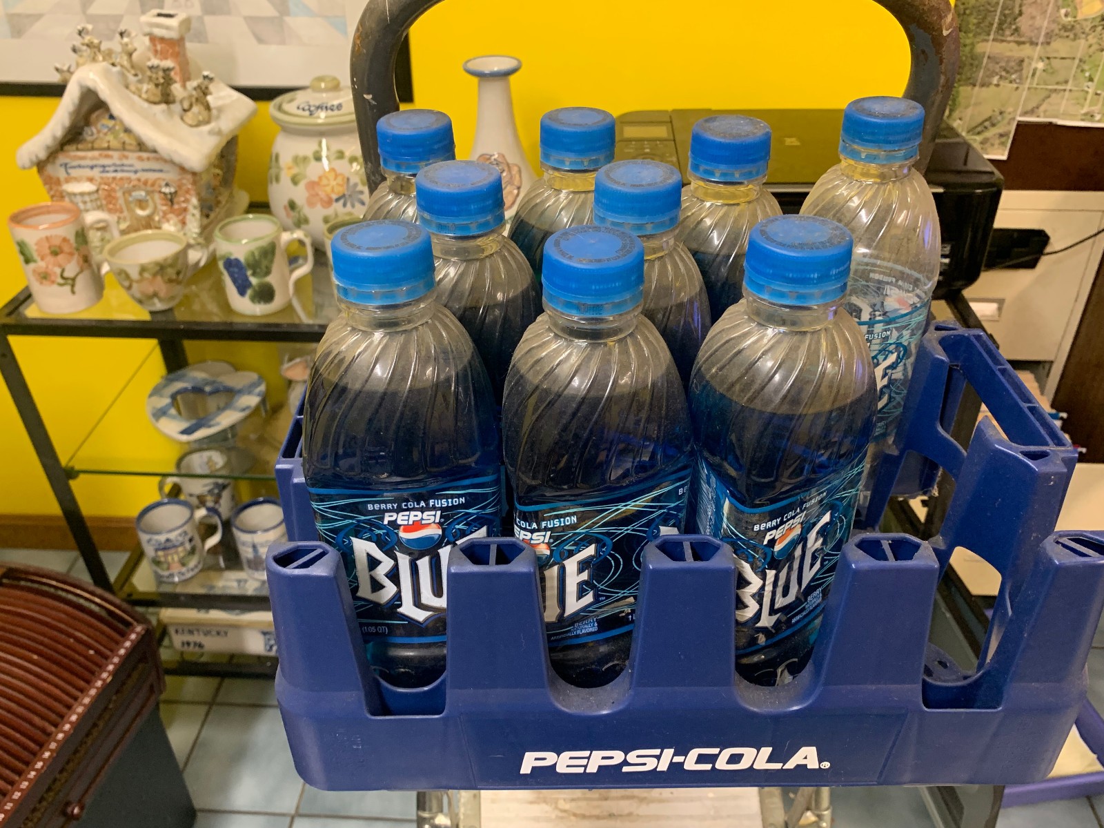 Pepsi Blue 2002 Berry Flavor Cola 20 FL OZ Plastic Bottles and Carton Unopened Pepsi Blue 2002 Berry Flavor Cola 20 FL OZ Plastic Bottles and Carton Unopened