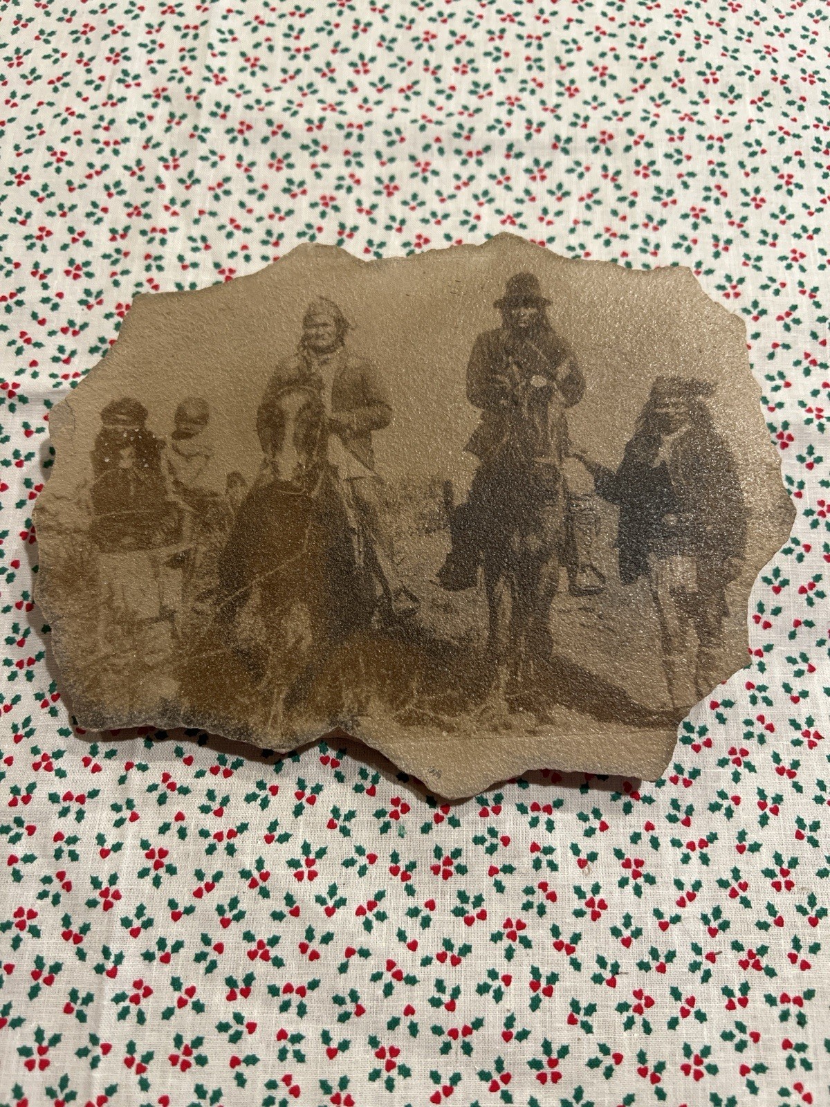 Al Peyron Sandstone Art Plaque – Geronimo & His Warriors Apache – Signed 2000