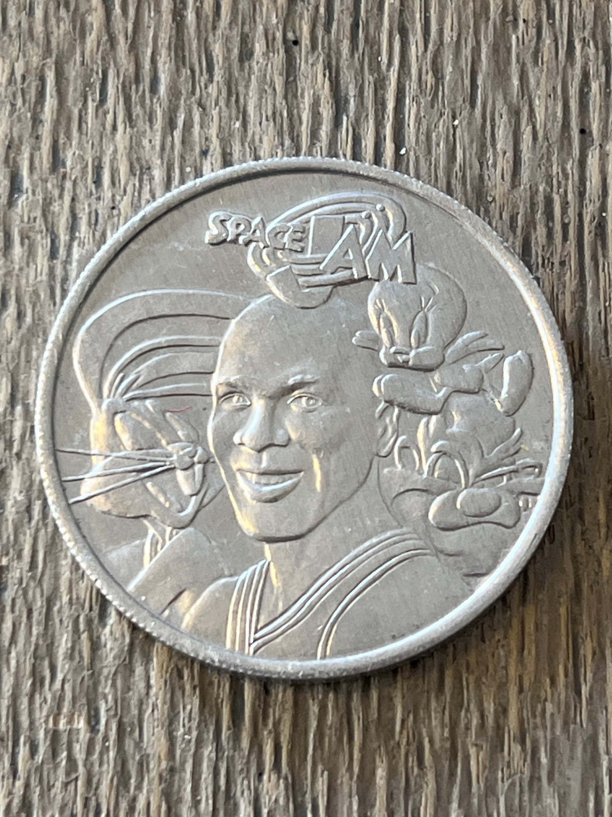 Vintage Space Jam 1996 Movie Promo Coin Michael Jordan Bugs Bunny Tweety Taz