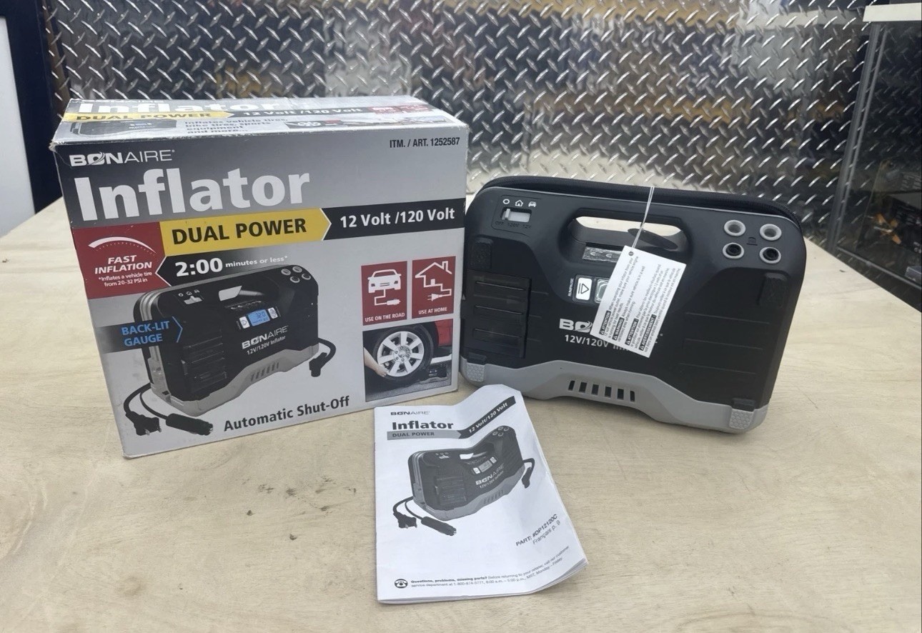 Bonaire Dual Power Inflator 12V/120V Auto Shut-Off Digital NIB DP12120C