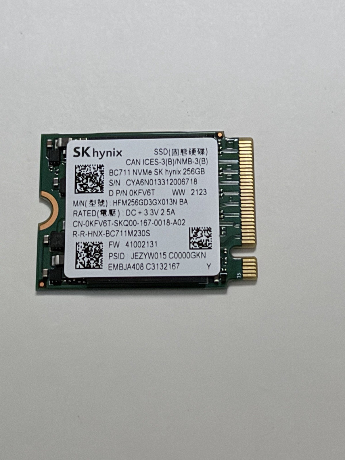 SK Hynix BC711 HFM256GD3GX013N 256GB NVMe SSD SK Hynix BC711 HFM256GD3GX013N 256GB NVMe SSD