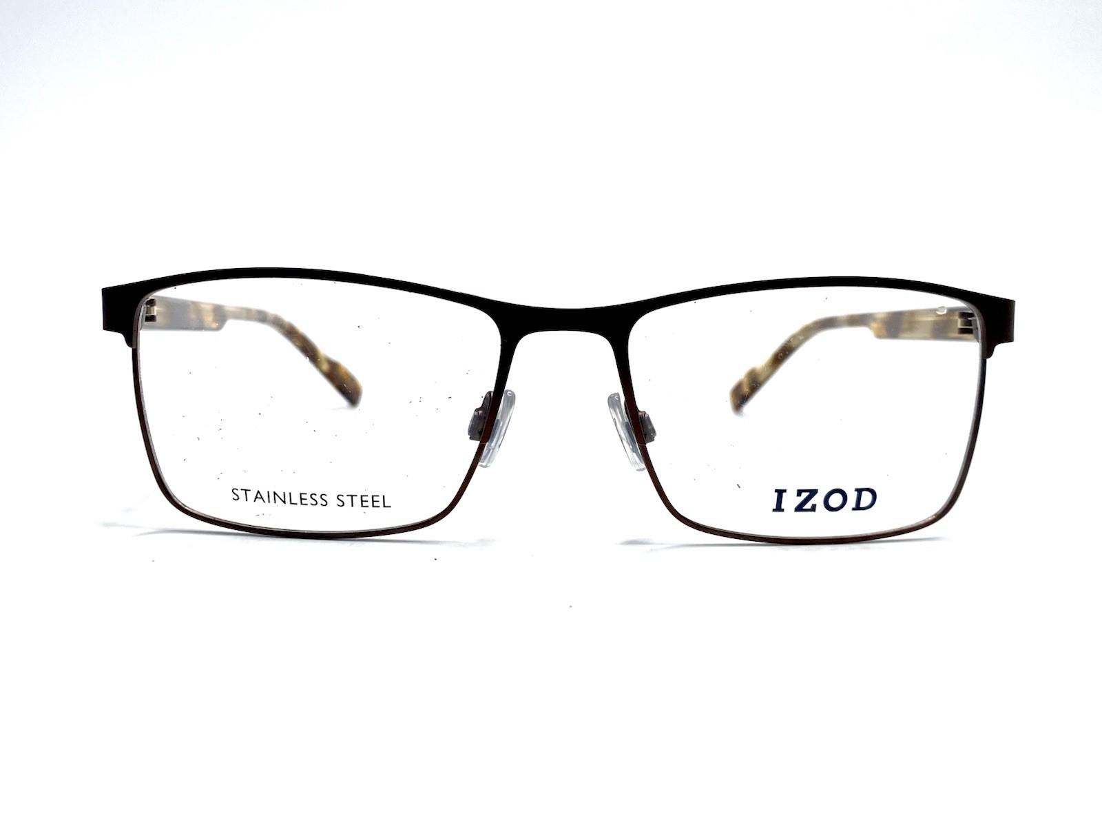 New IZOD Metal Rectangular Glasses Tortoise Temples IZ 2125 BROWN 55 17 145